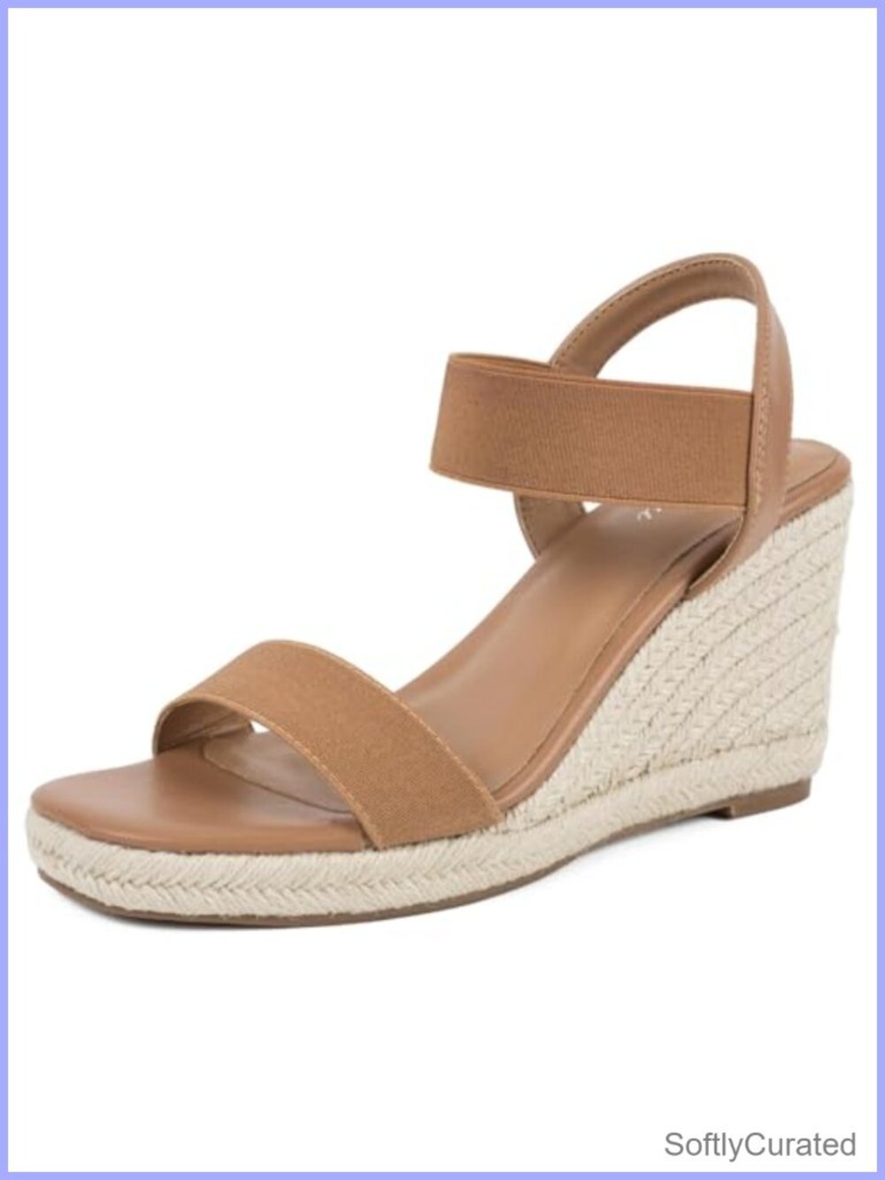 Women's Espadrille Platform Wedge Sandals with Elastic Ankle Strap and Square